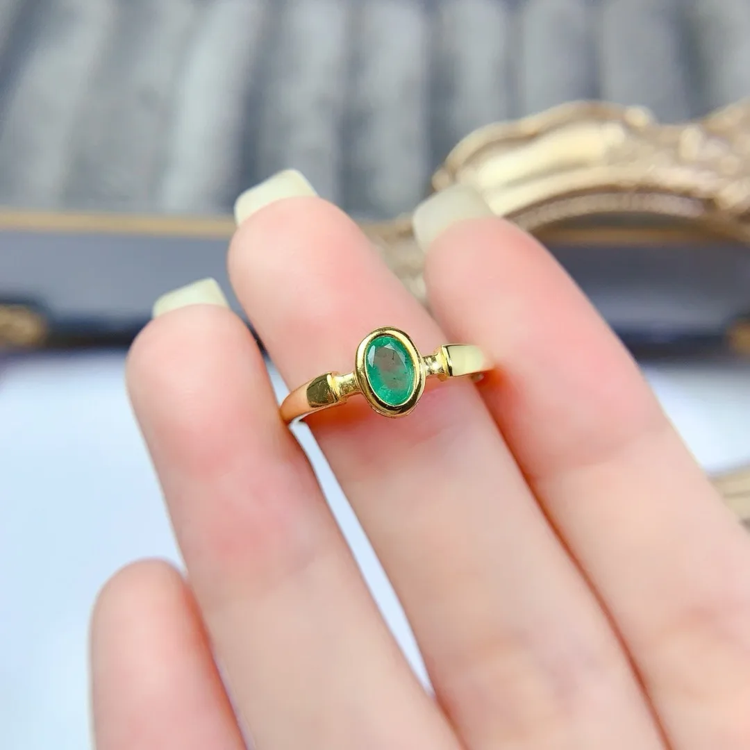 خاتم فضة S925 أنيق مع زمرد طبيعي لامع إكسسوار أنيق ومتطور للسيدات مثالي للارتداء اليومي #3