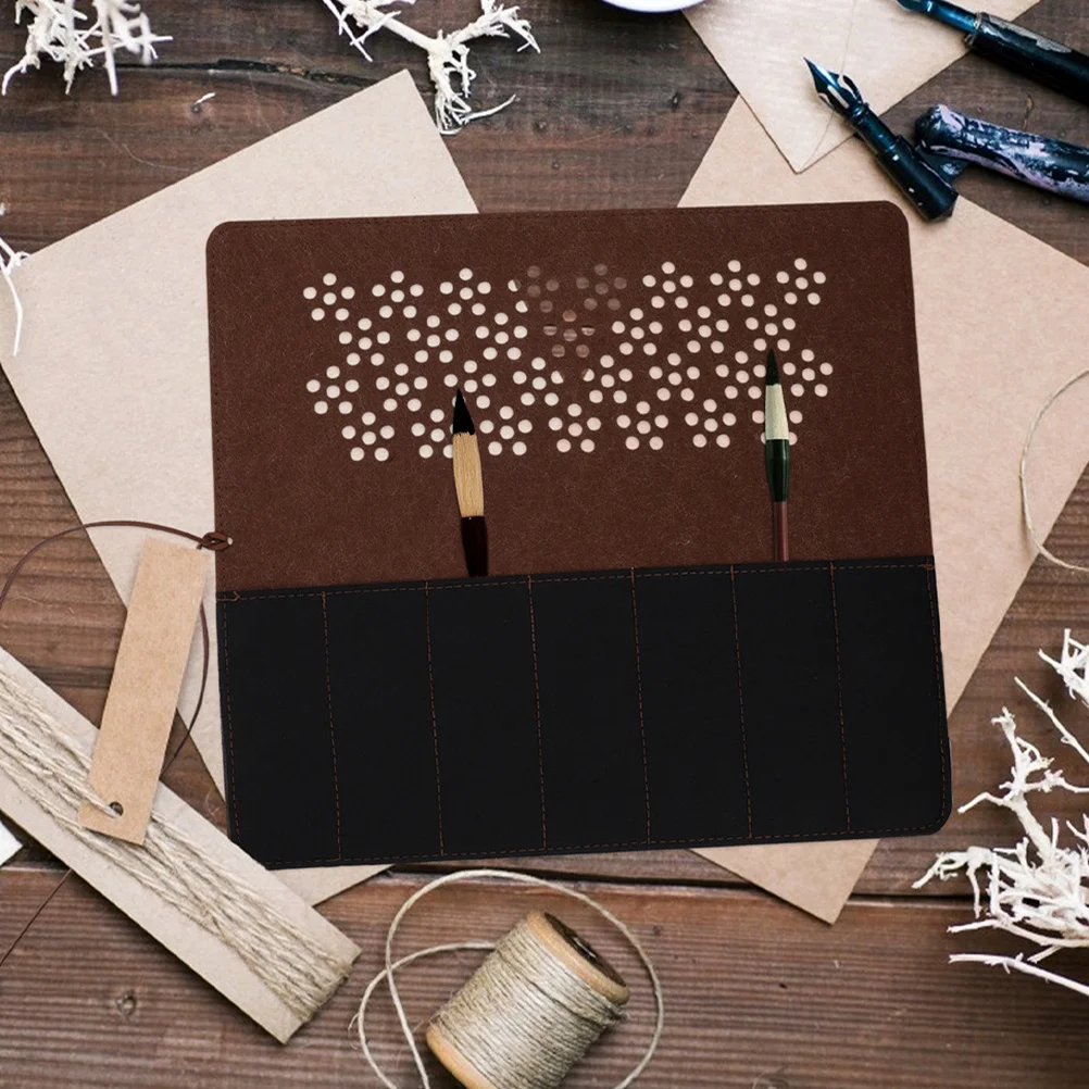 2 قطعة حامل فرشاة الطلاء اللباد الجوف خارج النفط المائية الحقيبة نشمر المنظم القرطاسية حقيبة التخزين القلم لفن العرض