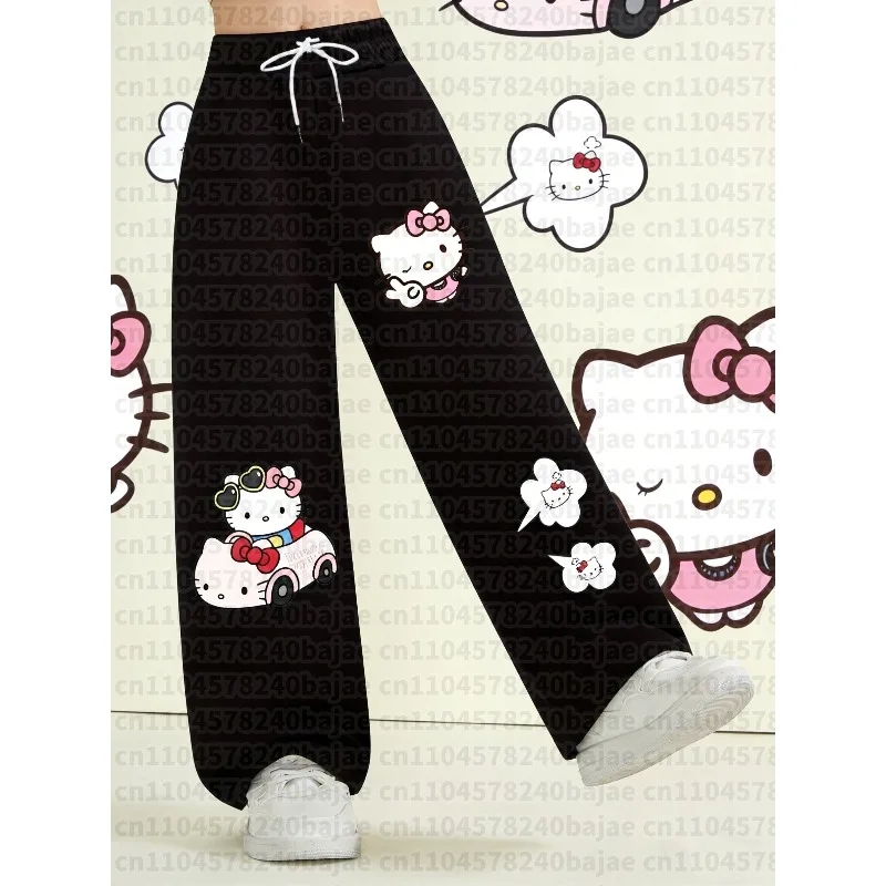 

2025-26 Women's Sanrio Hello Kitty Autumn Winter Loose Straight Leg Sweatpants Elastic Waistband Trendy Streetwear Versatile