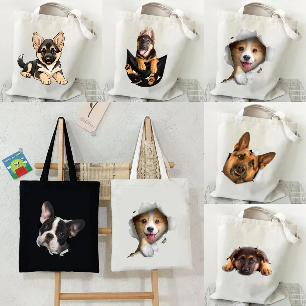

Creative Pet Dog Canvas Tote Bag Casual Shoulder Bag Eco Friendly Little Cat Bag for Shopping Office Travel Dog Owner Pet Lover