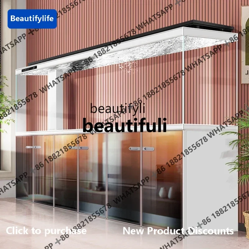 A182 High-end living room fish tank with cabinet integrated bottom filter ultra-white glass large aquarium