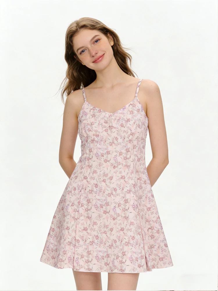 

2026 French Tea Break Fresh Floral Strap Dress Sleeveless A-line Short Skirt Sweet Girl New Summer Dress Season