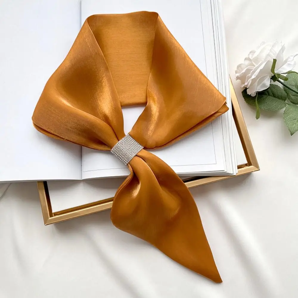Diamond Wraps Neck Fashion Satin Soft False Collar Simple Solid Color Silk Scarf