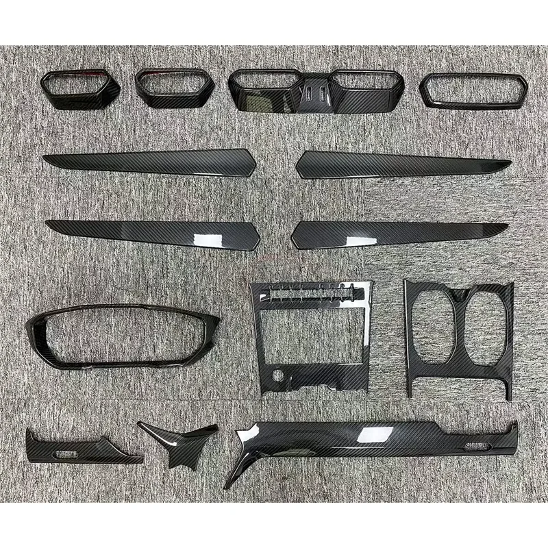 Upgrade OEM Style Dry Carbon Fiber Interior Center Console Trim air Conditioning Trim Door Trim 14 Piece for Lamborghini Urus
