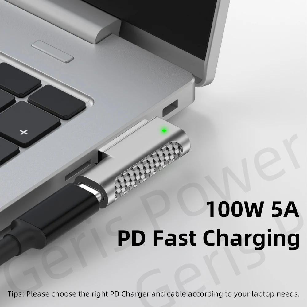 100W Magnetic Type C PD Adapter for Magsaf* 2 Converter USB C Connector for Macbook Pro 15 A1389 A1424 Fast Charging Adapter