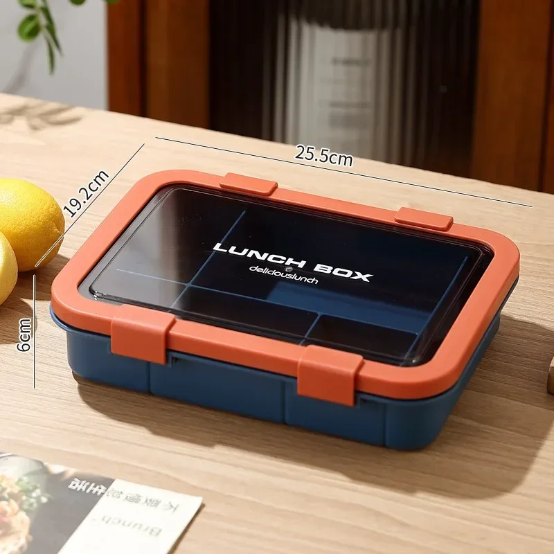 1500 ml Bento-Box, tragbare Lunchbox für Kinder, Studenten, Büro, Lunchbox mit Löffel, Gabel, auslaufsicher, mikrowellengeeigneter Lebensmittelaufbewahrungsbehälter
