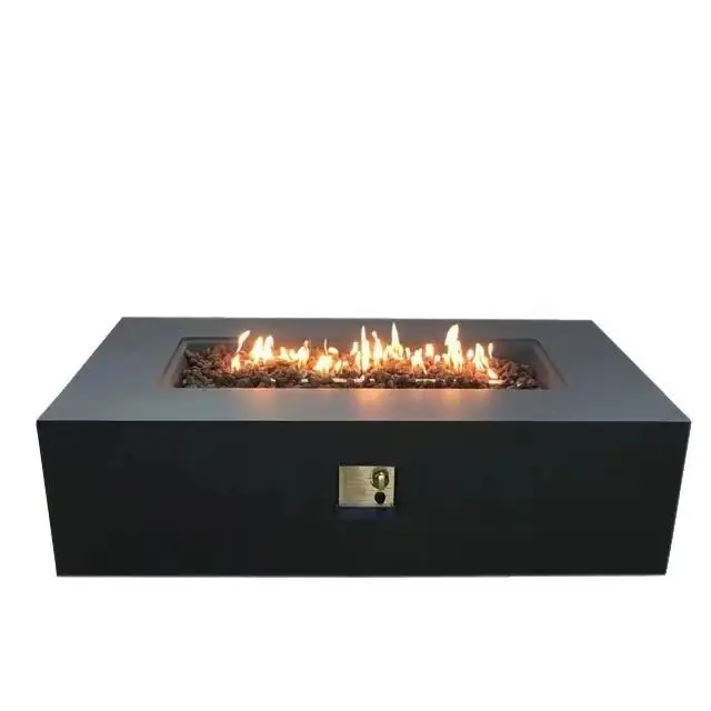 Garden Rectangle Concrete Patio Table Fire Pit Heater Gas Firepit Table Propane Fire Table