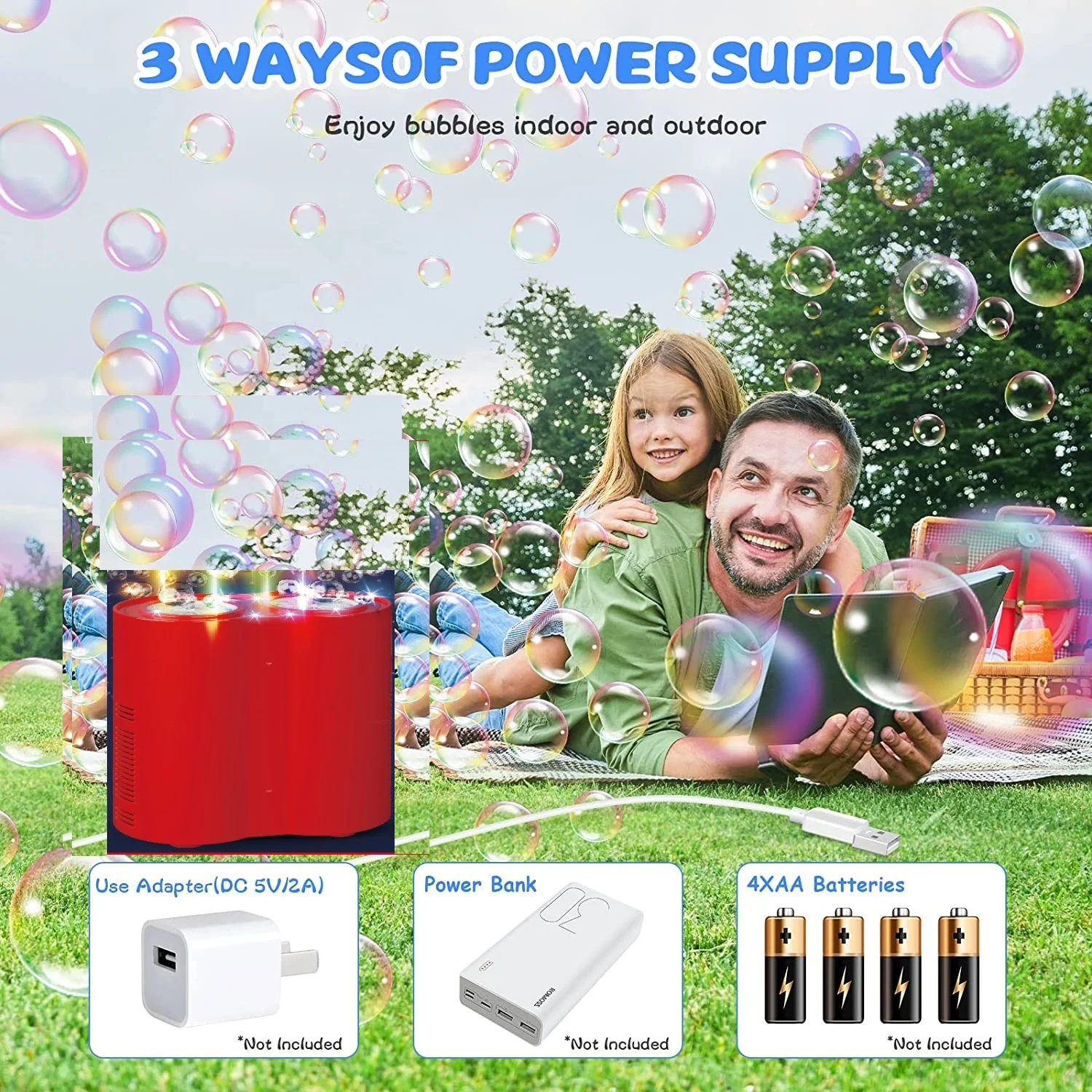 Máquina de bolhas de fogos de artifício com motor duplo, soprador no chão, pouso automático eletrônico, presente para festival de primavera, brinquedos de ano novo