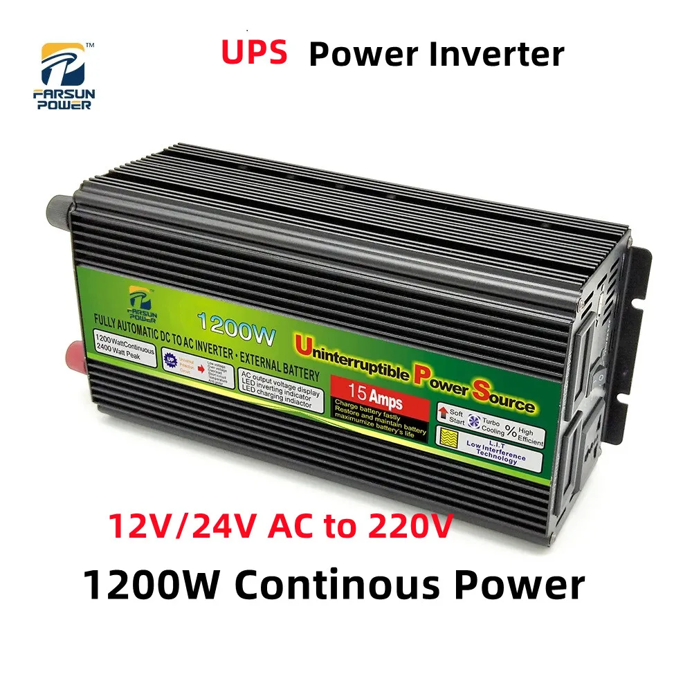 

UPS 1200W Continuous Power Inverter Peak 2400W Modified Sine Wave Converter DC 12V/24V to AC 220V Charger Inverter With Socket