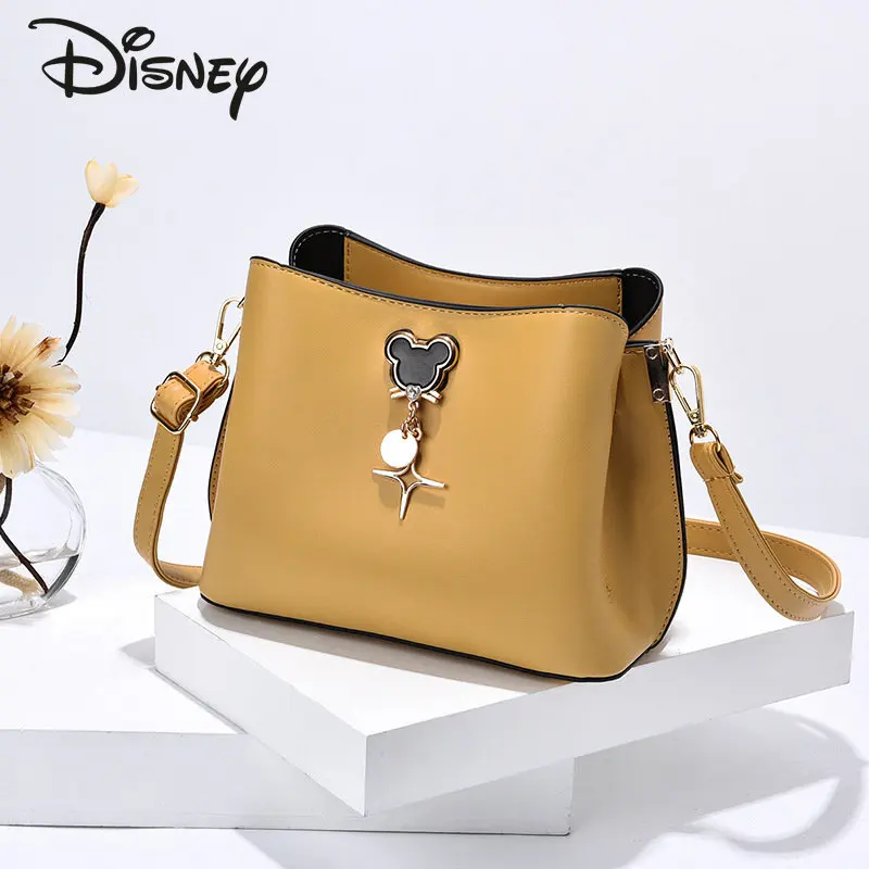 Disney-meninas Mickey Crossbody Bag, bolsa de ombro feminina, versátil, monocromática, popular, de alta qualidade, novo, moda