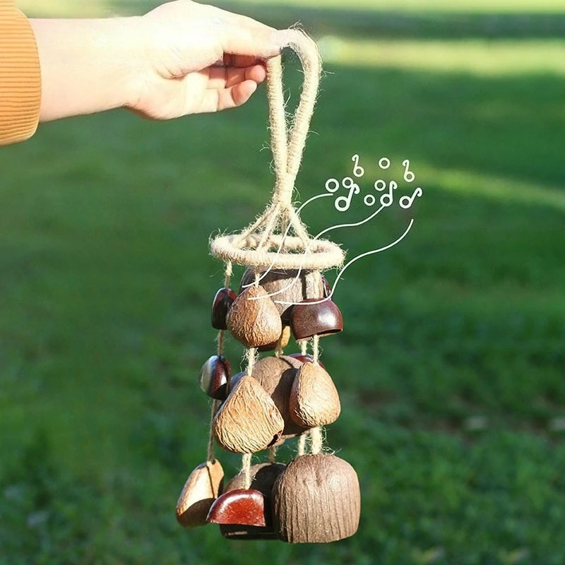 

Natural Fruit Shell Bell Handheld Meditation Wind Chime Sound Healing Mindfulness Handbell Handmade Yoga Relaxation Wind Chimes