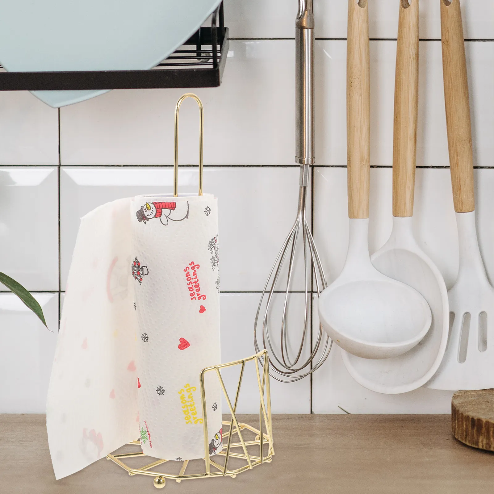 

1Pcs Vertical Paper Towel Holder Heavy Duty Metal Countertop Tissue Stand for Kitchen Bathroom Office Roll Paper Rack Stylish