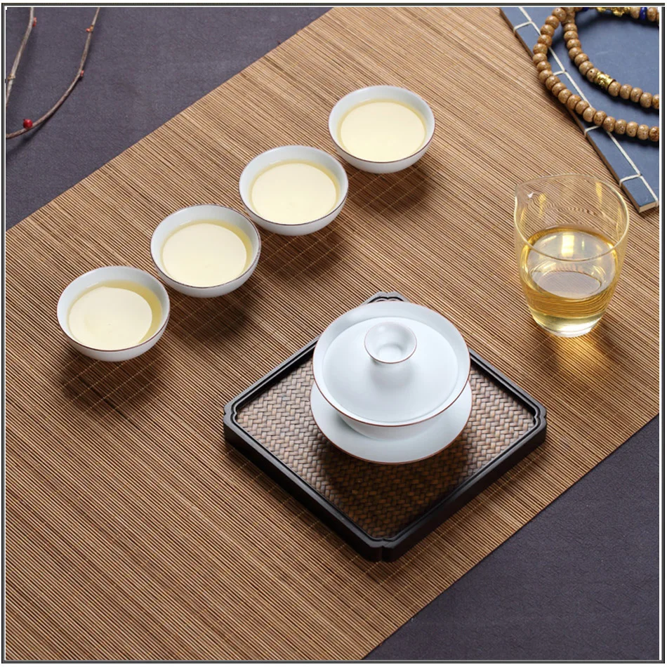 25cm 30cm 35cm 40cm Bamboo woven bamboo mat tea mat tea tray heat insulation mat Kung Fu tea ceremony bamboo curtain accessories