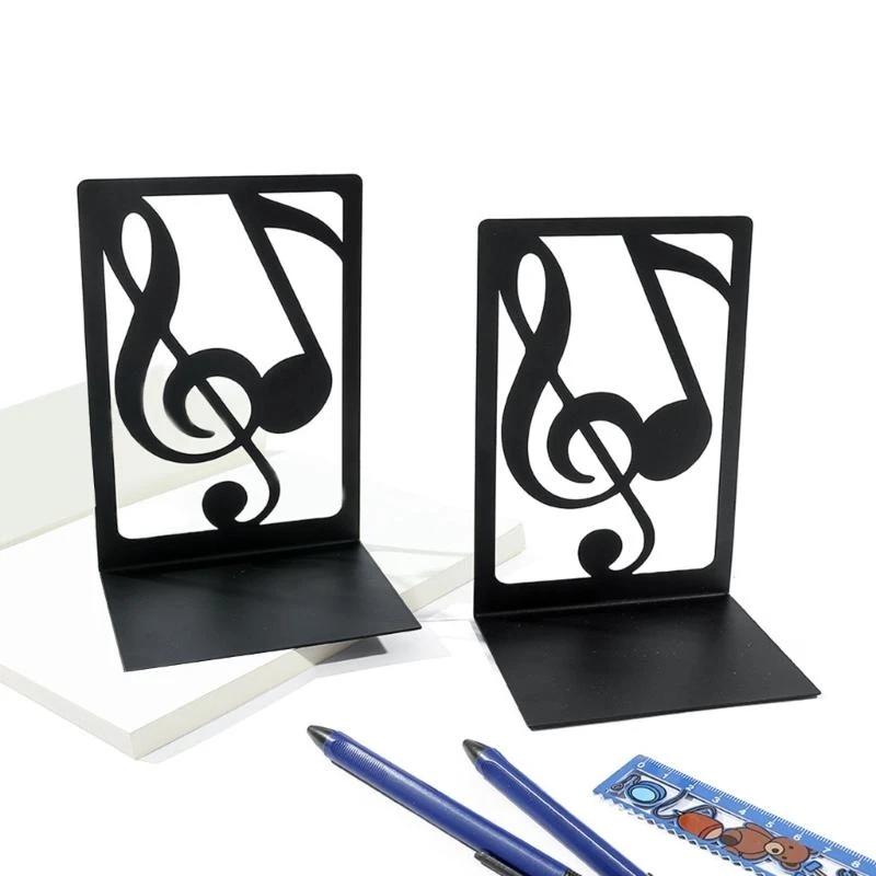 DXAB Metal Book End per scaffali Note musicali Prenota le librerie del libro pesante Book Book Slip Resistente ai libri per