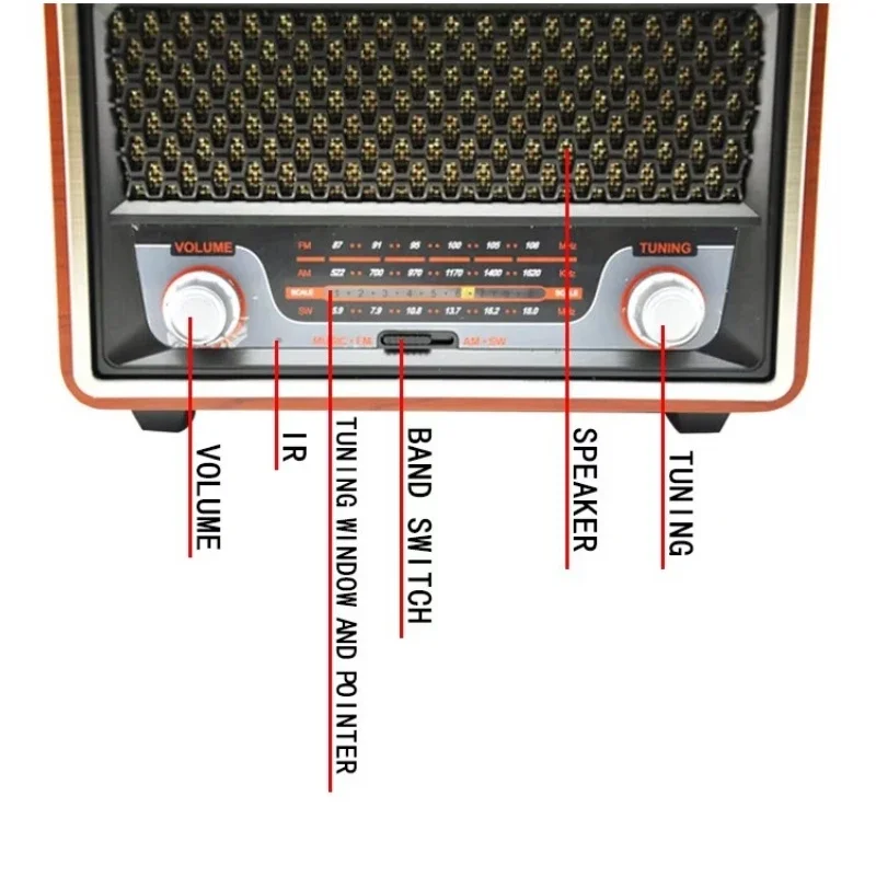 Radio portabel M-157BT FM AM SW, 3 band Radio dengan speaker gigi biru dan pemutar musik USB TF BT kotak suara Radio nostalgia