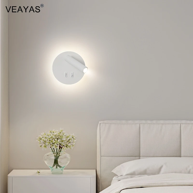 LED Wall Lamp Nordic Modern Minimalist Bedroom Bedside Lamp Creative Staircase Lamp Living Room Rotating Wall Lamp