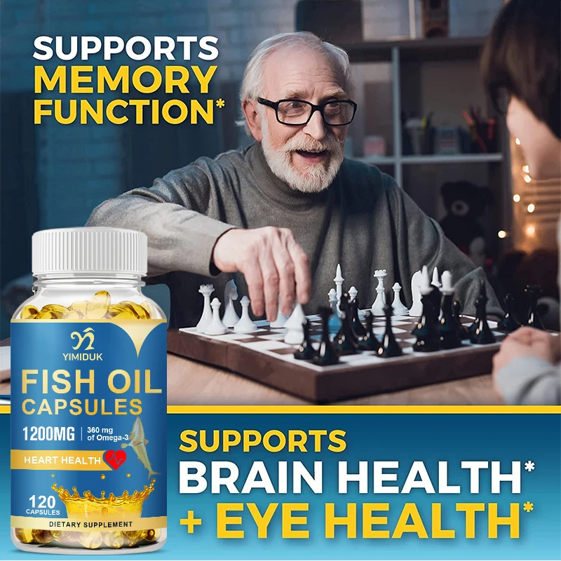 Fish Oil 1200 mg Capsules, Omega 3 Supplements, for Healthy Heart Support, Omega 3 Supplement with 120 Softgels