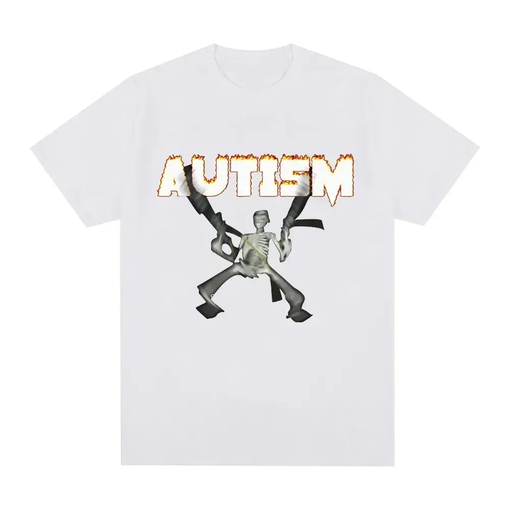 Autism Skeleton Meme Women Cotton T-Shirt Humor Funny Skull Printed T Shirt Short Sleeve Tshirt Oversize Streetwear Tee Tops