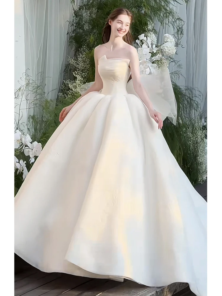

Ele White Bridesmaid Dr 2026 New Sle mat Sensation Long Tail Wedding Dr Faionable Embroidery mid Waist
