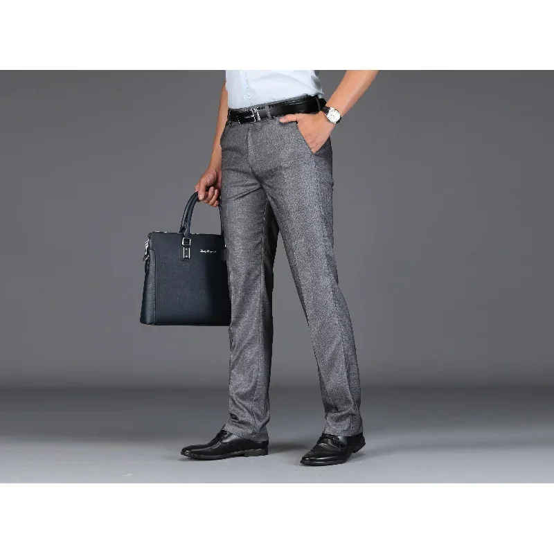 Summer casual pants for men's business and office formal wear, loose and solid color high-end oversized straight leg suit pants