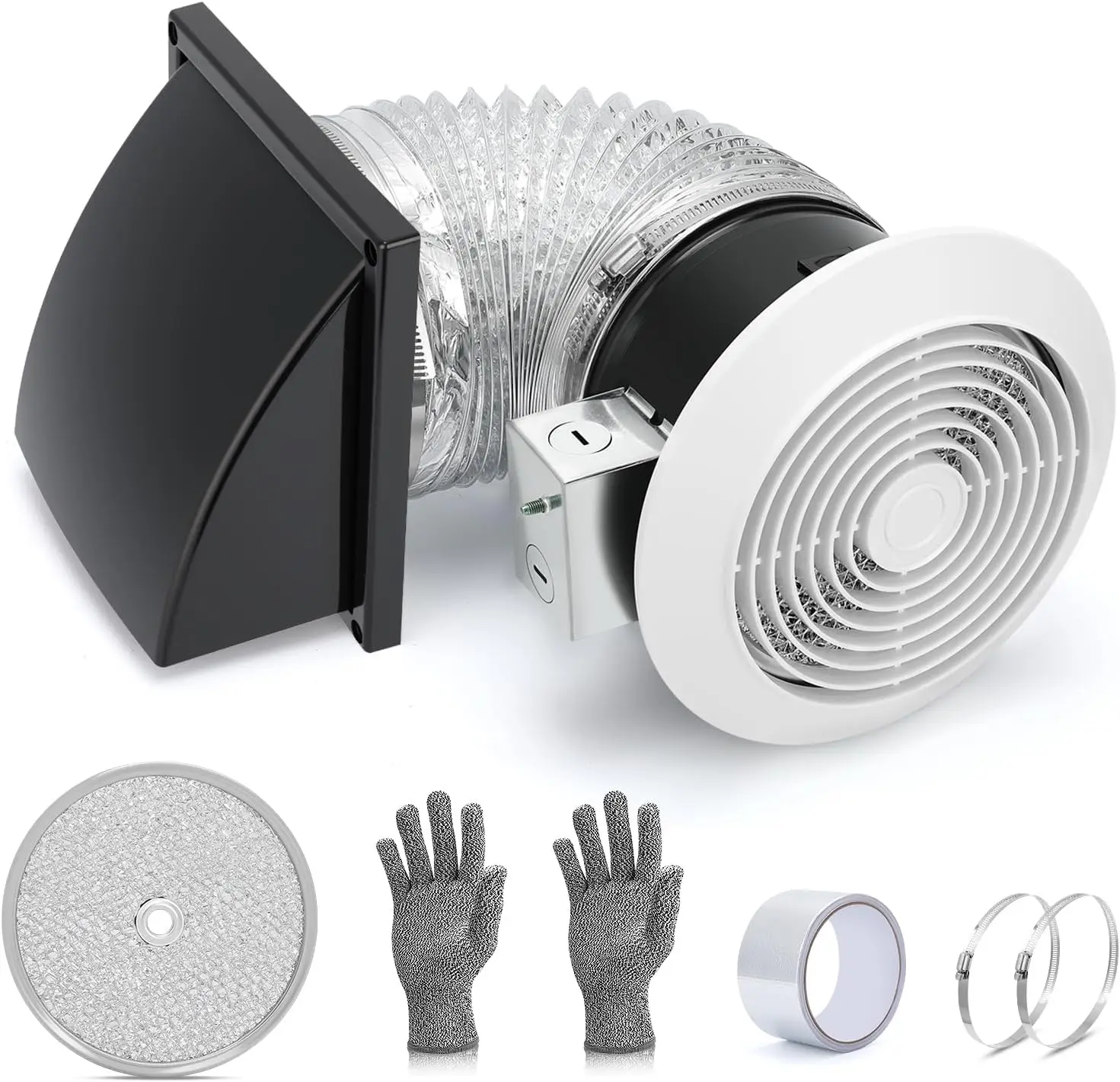 

6-дюймовый вытяжной вентилятор для стен, 512M, 80 CFM, высокая производительность, бесшумная работа, для вентиляции ванных комнат, с выдвижным воздуховодом