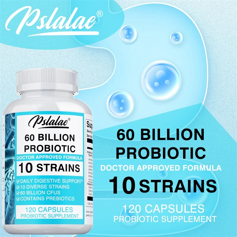 

Probiotics 60 Billion - Contains Prebiotics and Digestive Enzymes To Aid Digestion and Immune Support, Boost Metabolism, Non-GMO
