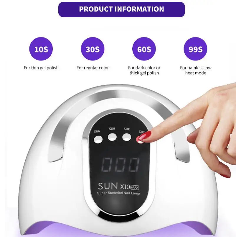 X10max Professionele Nagel Drogen Lamp Voor Manicure 280W Nagels Gel Polish Droogmachine Met Auto Sensor Uv Led Nagellamp