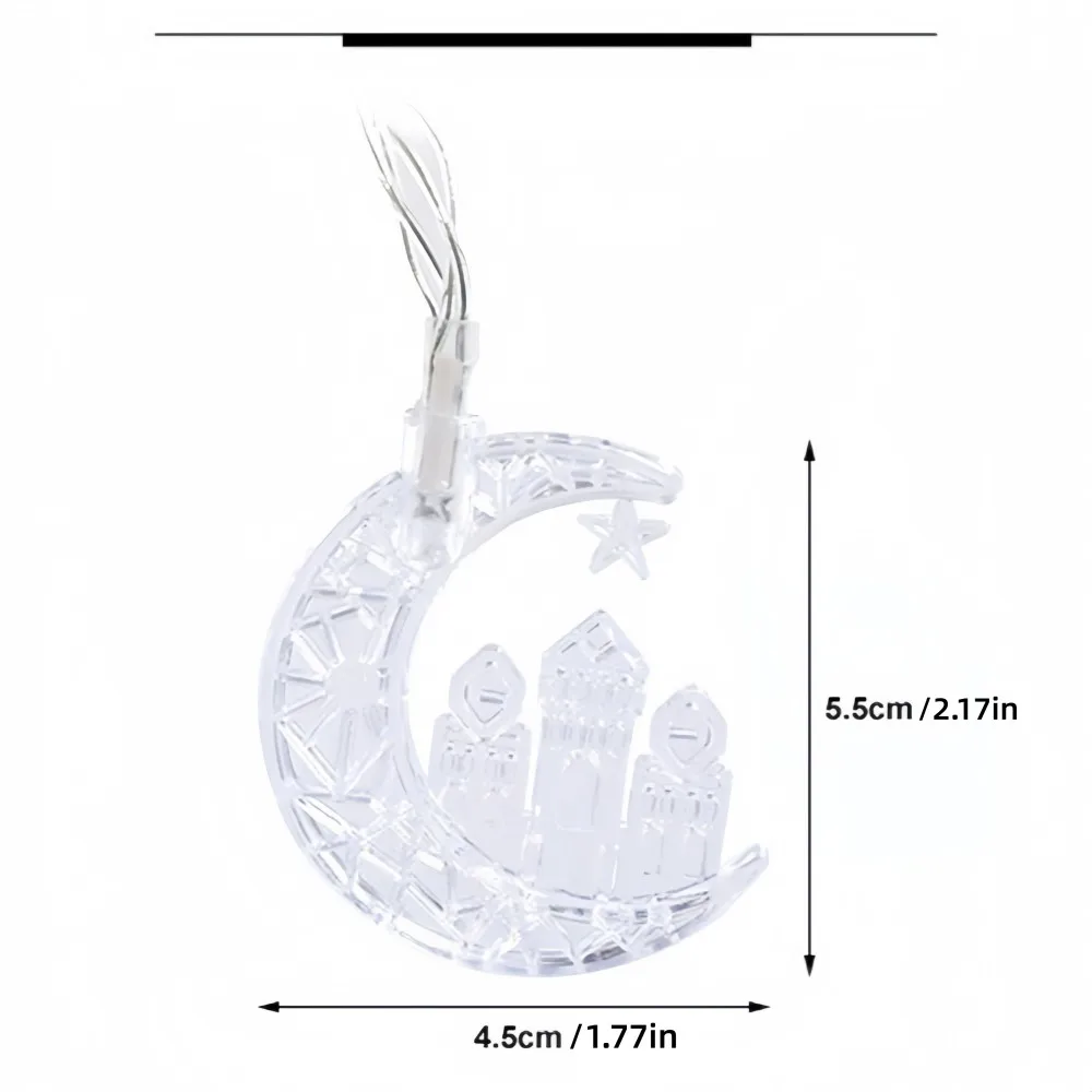 1 cadena de luces de Castillo de Luna de Ramadán 1.5M10LED/3M20LED, alimentada por pilas AA (excl), utilizada para la decoración de la habitación de Ramadán