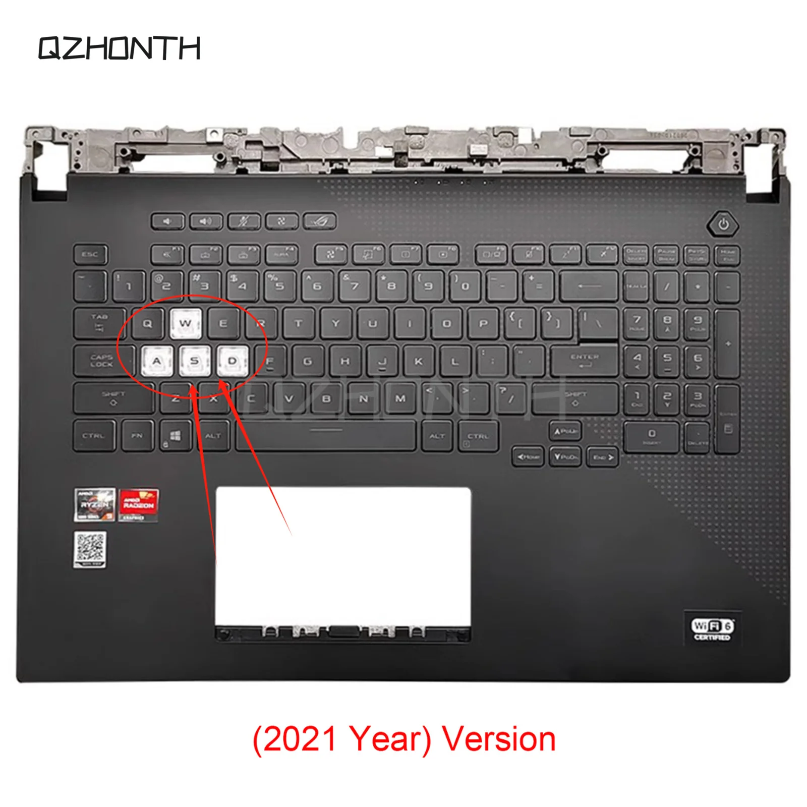 

Used For ASUS ROG Strix G17 G713 G713QY 2021 Palmrest with Backlit Keyboard Black 17.3"