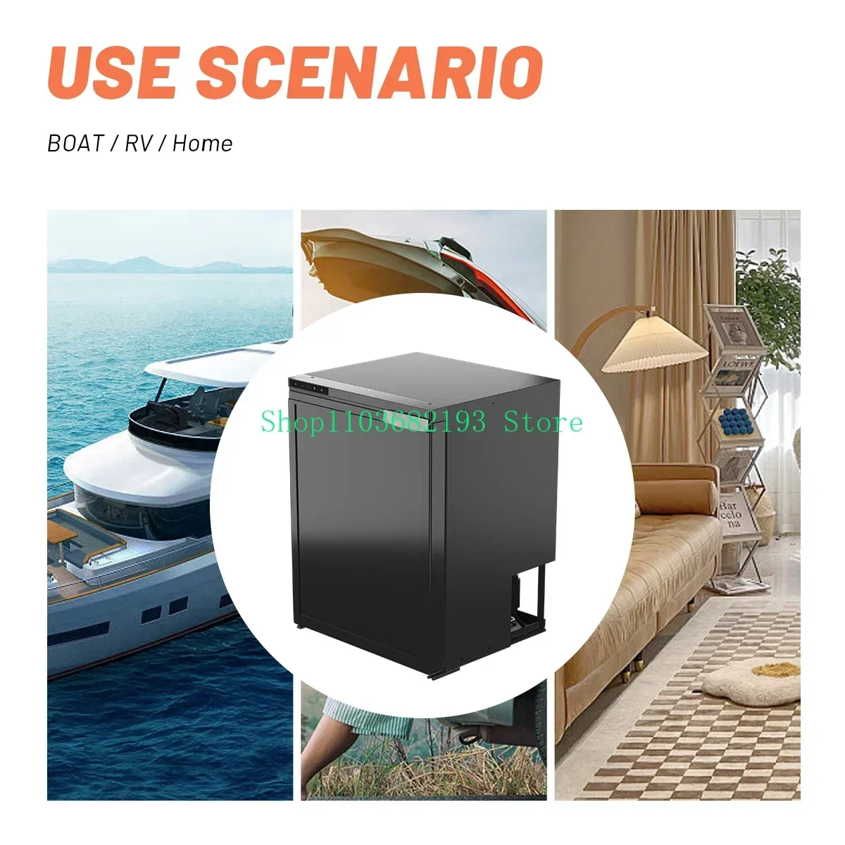 12V 110V Mini Fridge Compact Refrigerator with Lock Reversible Door for RV Car Truck Campervan