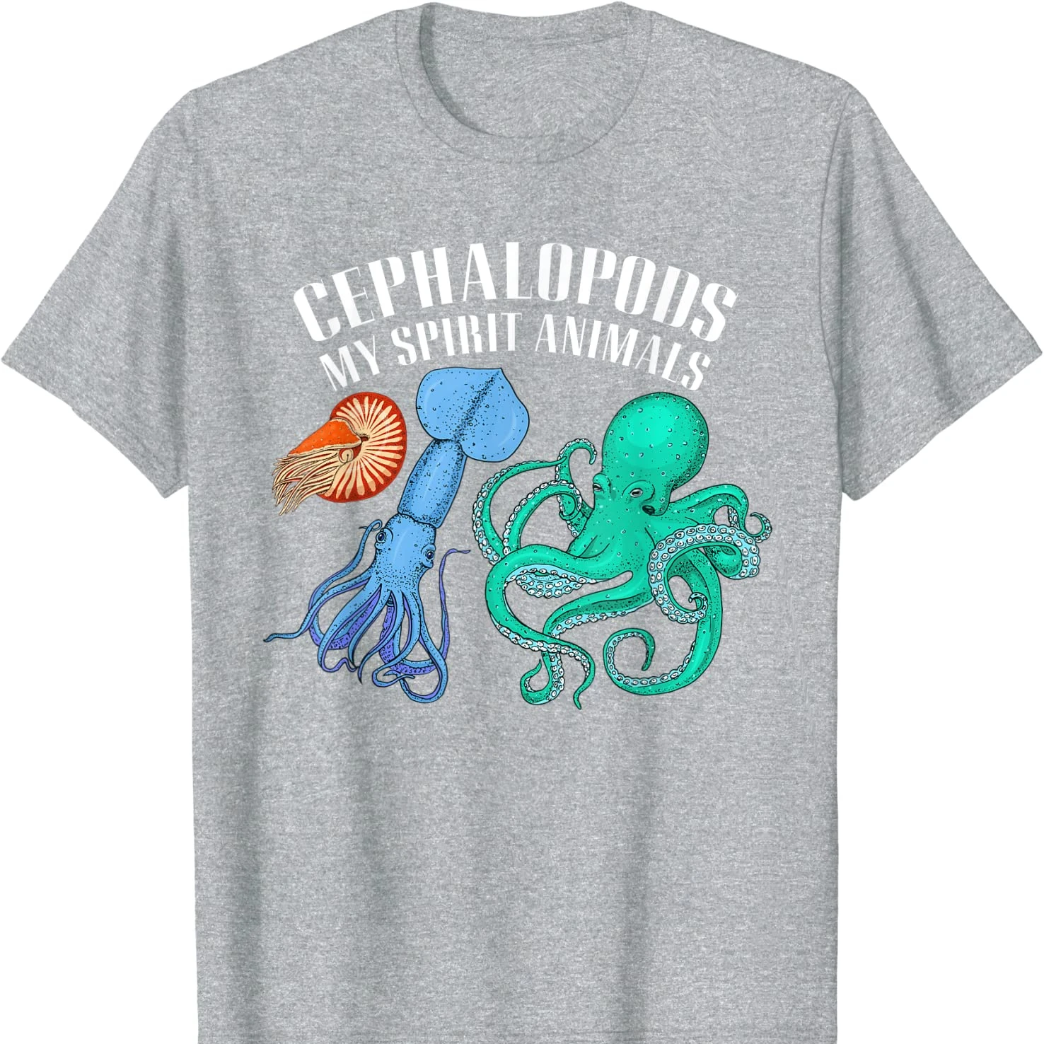 Octopus, Cuttlefish and Nautilus Cephalopod My Spirit Animals T-Shirt New 100% Cotton Short Sleeve O-Neck Casual Mens T-shirt