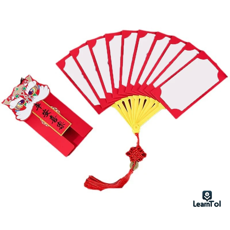 

2025 Year Of The Snake New Year Fan Shape Red Envelopes Folding Red Envelope Best Wish Lucky Money Pockets Gifts