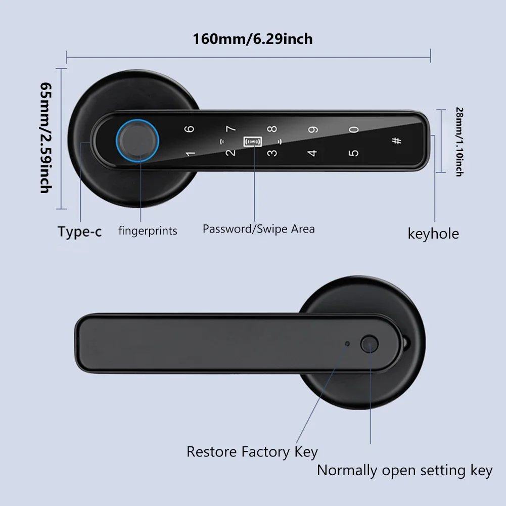 Smart Lock Biometric Fingerprint Password Key Unlock Digital Electronic Door Lock TTLOCK APP Remote Unlocking Keyless Entry