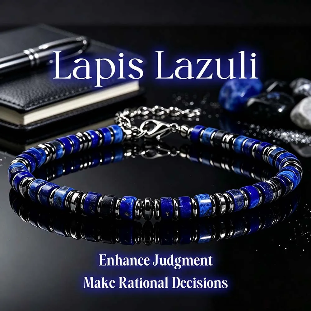 1pc Natural Lapis Lazuli Round Bead Bracelet, Symbolizing wisdom and Insight, Adjustable, Daily Jewelry Gift for Men and Women