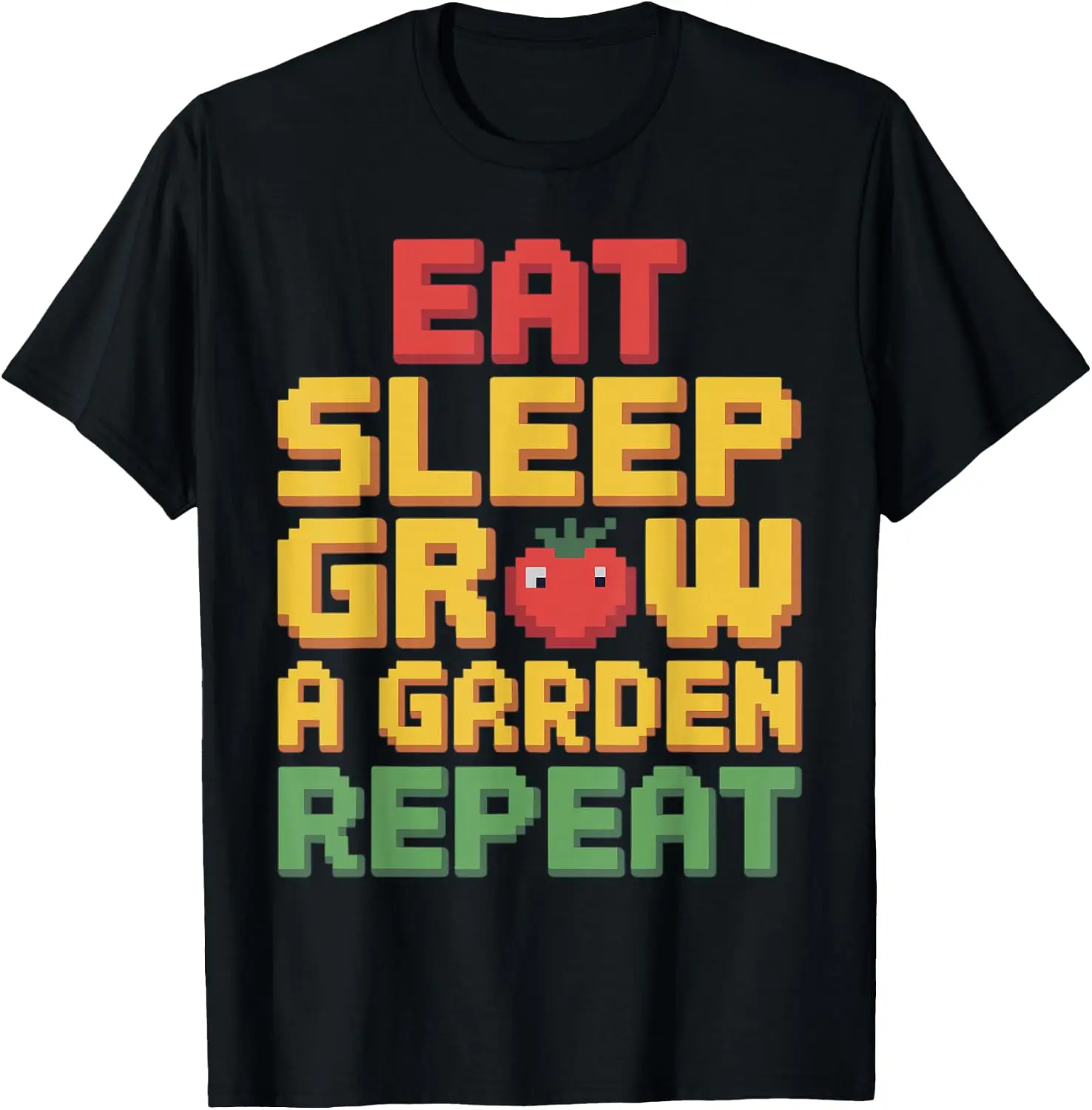 Eat Sleep Grow A Garden Repeat Funny Gardening Lover Gaming T-Shirt 100% Cotton Trendy Y2K Short-Sleeve Tee-Soft, Quick-Drying,