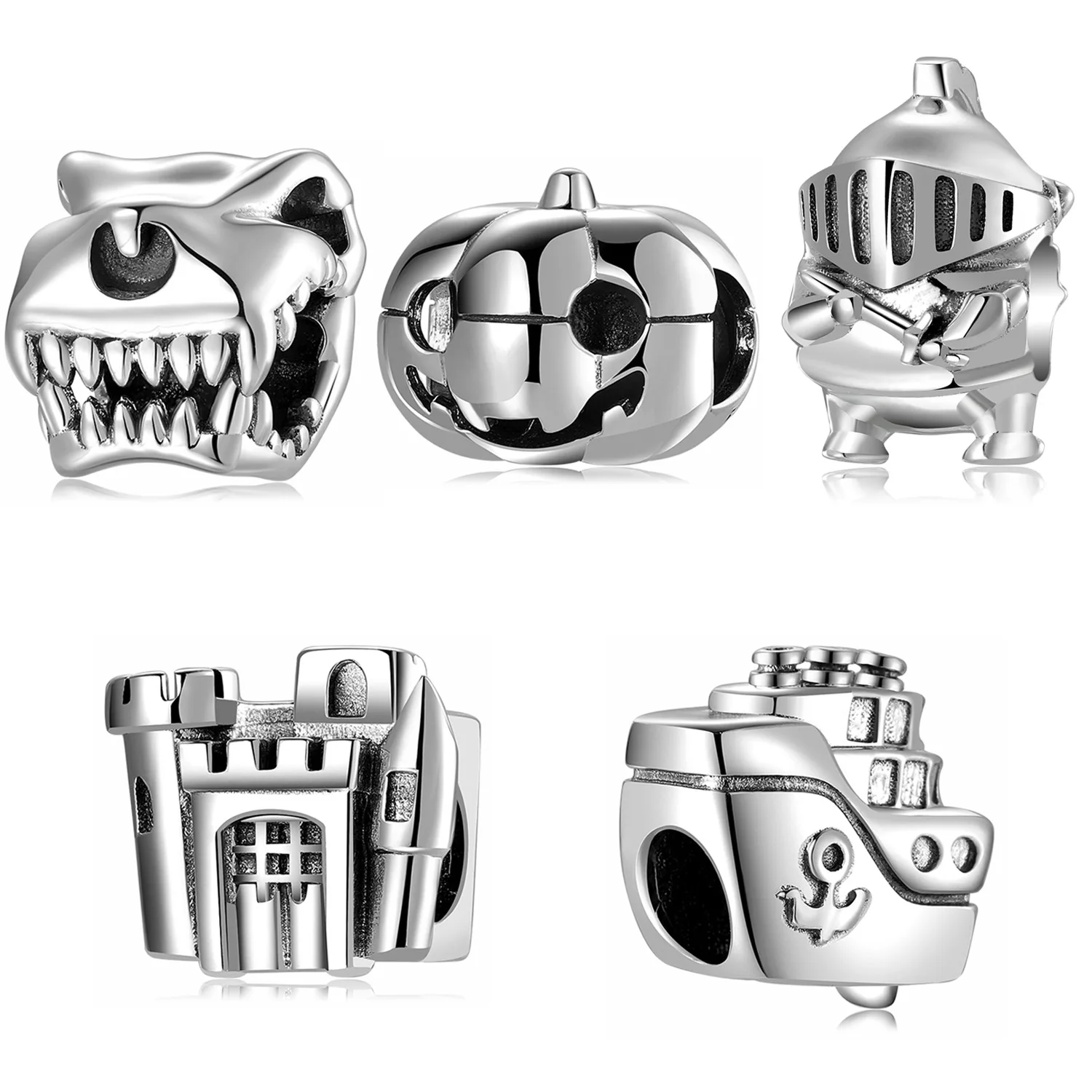 Sterling Silver Beads New Creative and Personalized Halloween Elements Beads Bracelet Silver Accessories Loose Beads