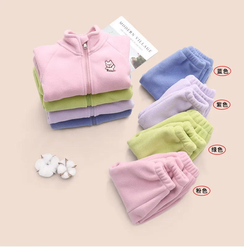 Children's autumn and winter coat fleece lining boy fleece girl's school uniform artifact baby foreign Qi spring and Autumn set