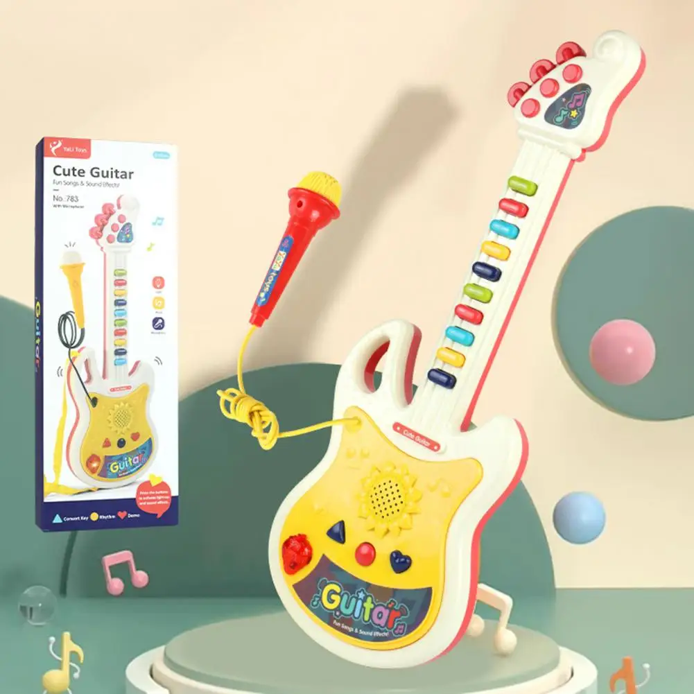 Kids Guitar Toy Educational Musical Instruments Set for Kids Mini Ukulele Electric Piano Guitar Toy with Music Light Beginner