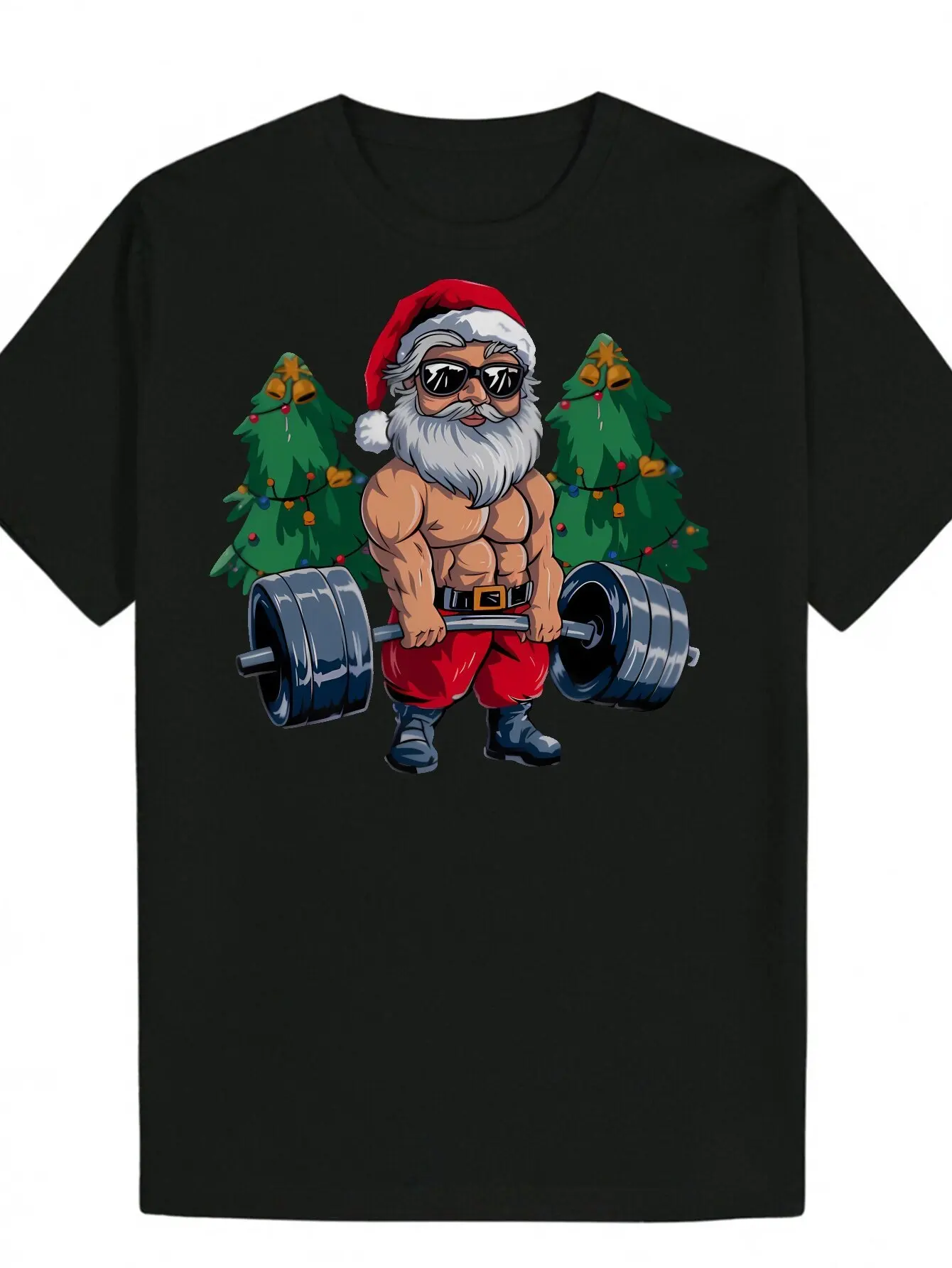 

Christmas Theme T-Shirt Funny Stylish Cotton Crew Neck Short Sleeves Vintage Black Design Machine Washable - Perfect Christmas