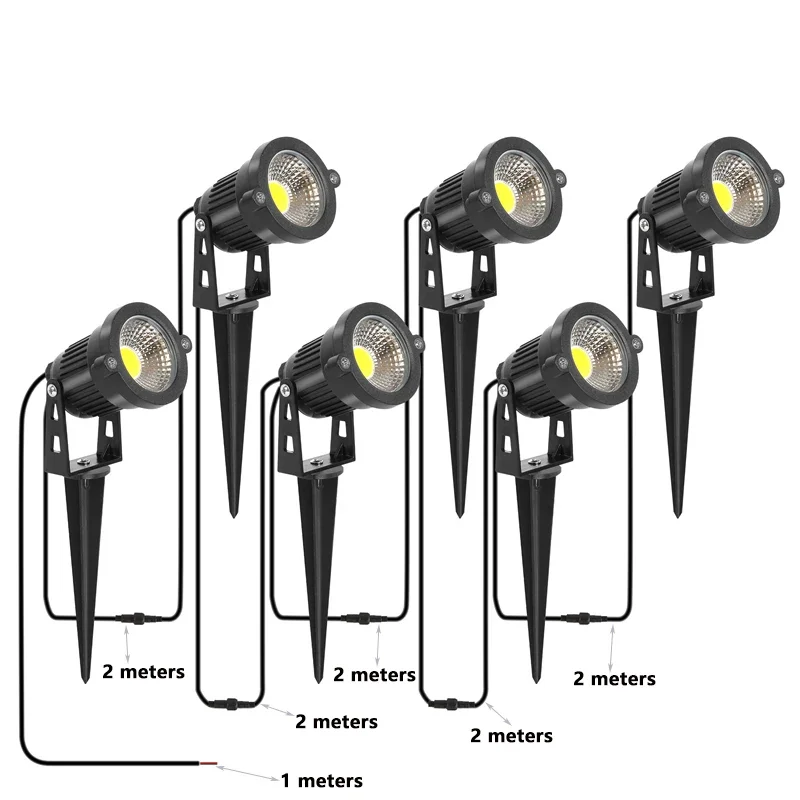 2 Meters Removable LED Garden Lights Waterproof Lawn Lamp 220V/12V 5W Landscape Spike Bulb IP65 Led Light Garden Path Spotlights