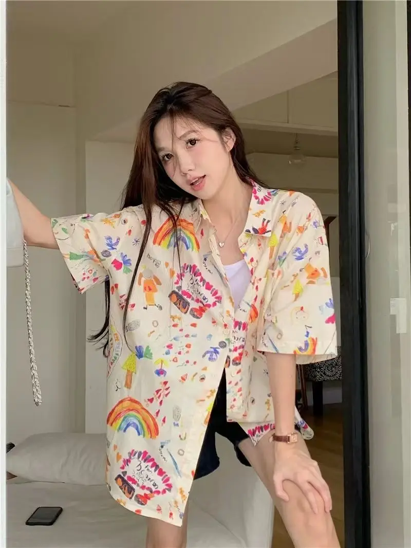

Plaid Relax Fit Cotton Shirts Women Button Front Turn-down Collar Long Sleeve Suitable for Rustic Autumn Looks or Library Days
