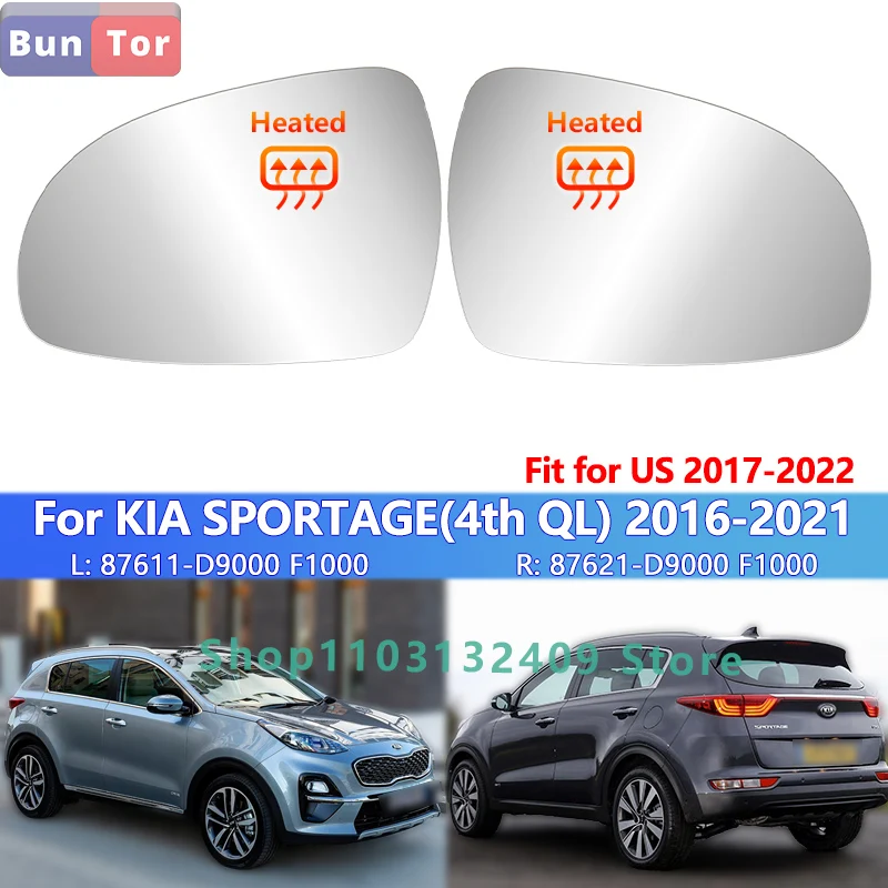 For KIA SPORTAGE 2016 2017 2018 2019 2020 2021 US 2017-2022 Side Rearview Mirror Glass With Heated/87611-D9000/Wing Mirror Lens