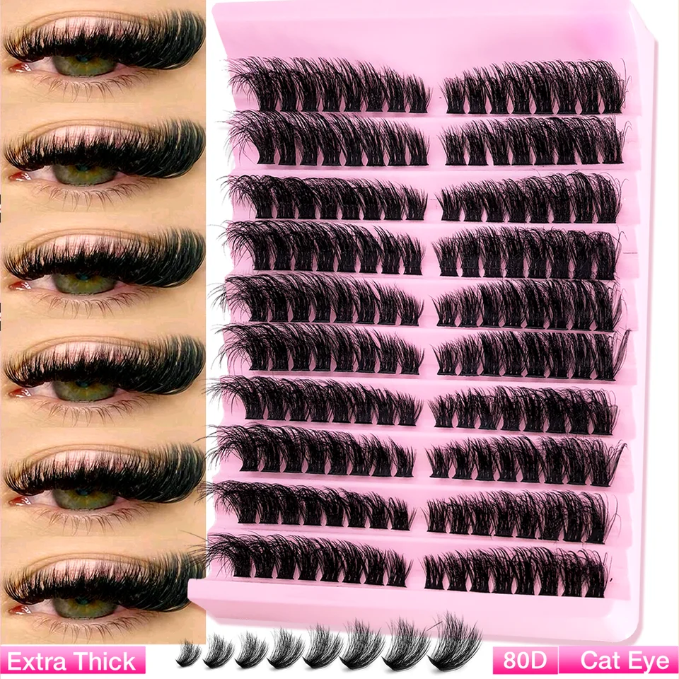 160 pestañas individuales de 8-16mm, racimos naturales, bandeja mixta, DIY para volumen