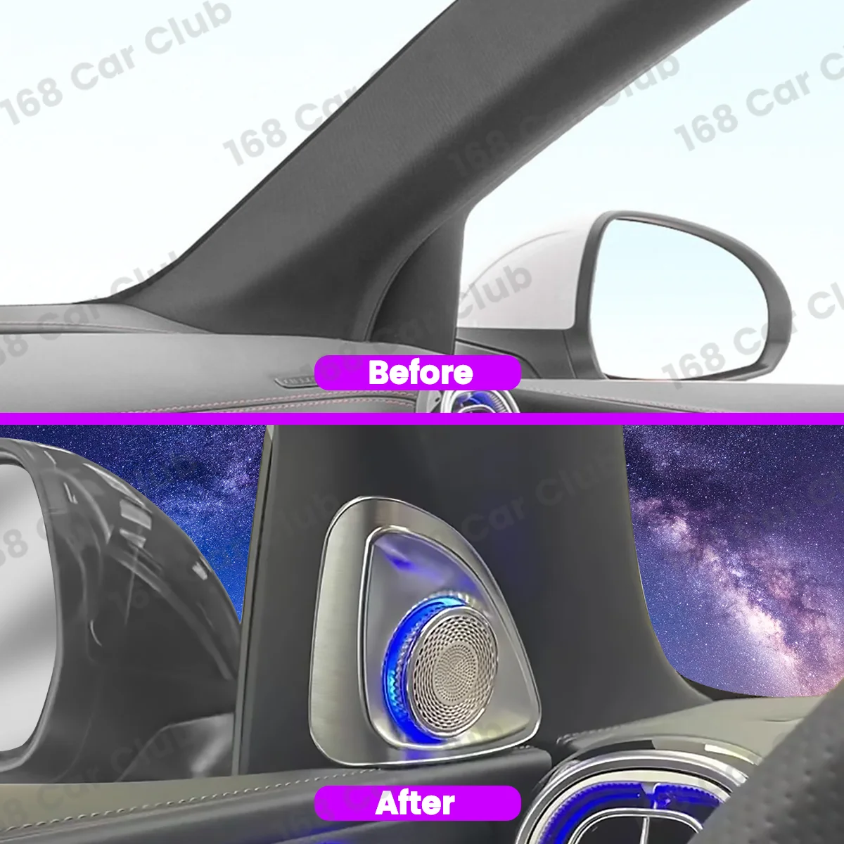 

64 Colors Ambient Light 4D Horn For Mercedes Benz X253 GLC C-Clss 2023-2025 Car 4D Tweeter Rotating Speaker Decorative Lamp Part