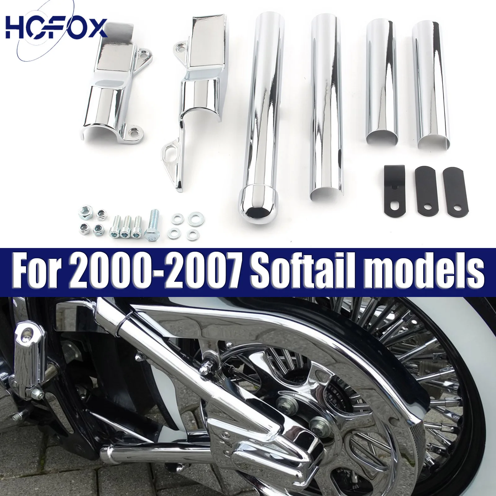 

For Harley Heritage Softail Fat Boy Night Train Swingarm Tube Covers Chrome