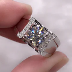 18K Gold Men's Ring  Round Mosan Diamond 1 2 3 4 5 Carat Ring  Wedding/Engagement/Banquet/Anniversary/Valentine's Gift