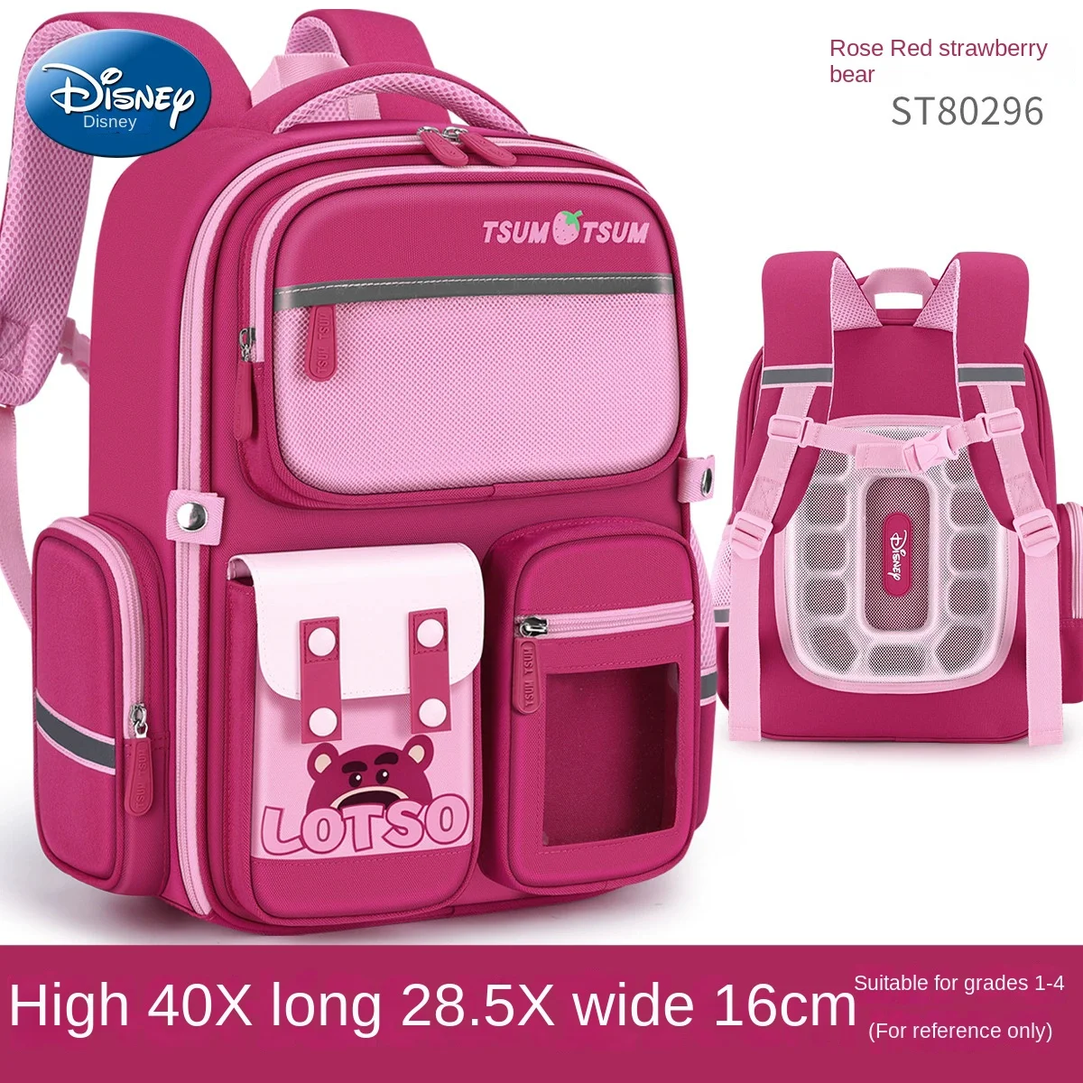 Disney Lotso Girl School Bag Grade 1-3 Primary Student Shoulder Orthopedic Backpack Large Capacity Light Kids Gifts Mochilas
