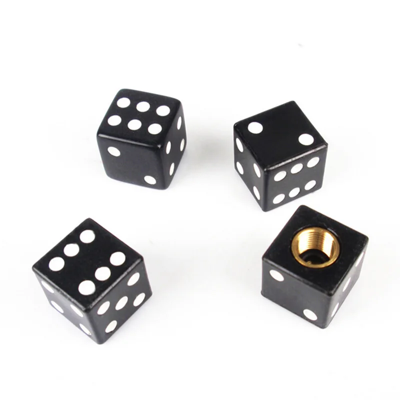 4PCS Black Dice Bicycle Valve Accessories Car Trunk Bike Wheel Rims Cap Mountain Bike Tire Air Valve Stem Dust Caps