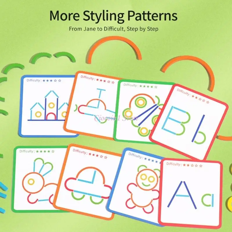 Y1UBカラフルなビルディングブロックパズルおもちゃ、早期学習のためのスティックとリング色の形状認識開発活動