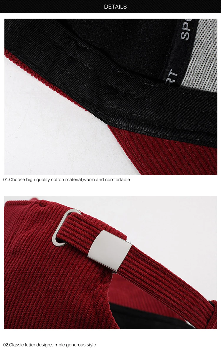 FS Brand 3D Letter Corduroy Caps For Men Red Brown Baseball Cap Winter Windproof Women Golf Cap Street Trucker Hat Gorras Hombre